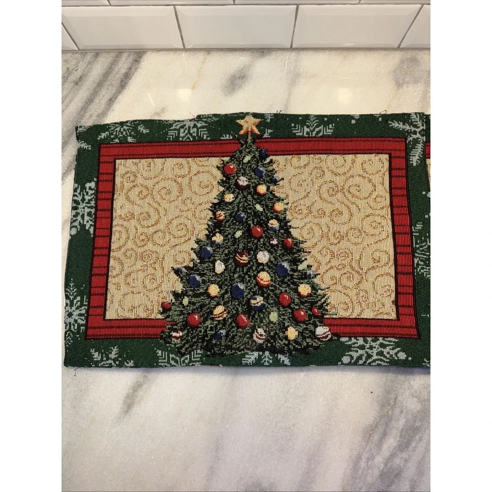4 Vintage Trim A Home KMart Tapestry Placemats Reversible Christmas TreeWreath00